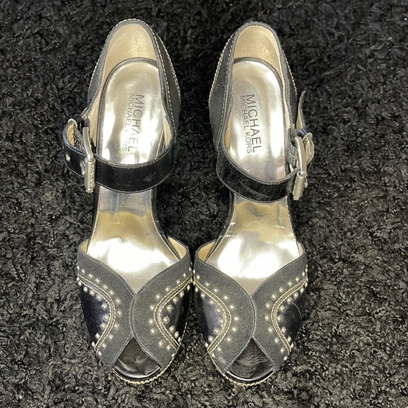 Michael Kors Studded Black Strap Heels - Picture 1 of 6